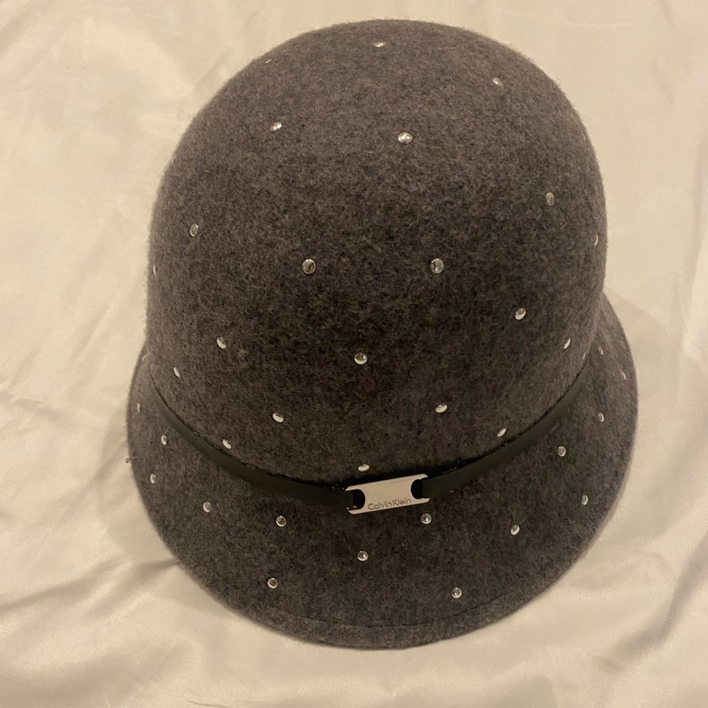 Gray Wool Studded Calvin Klein Bucket Hat